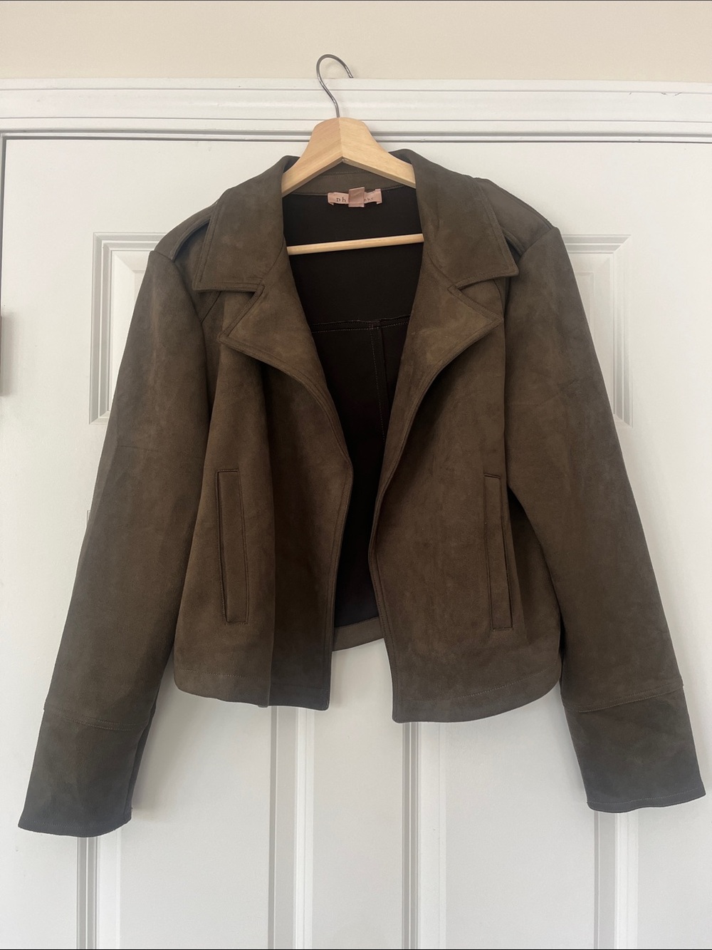 Philosophy Olive Suede Moto Jacket